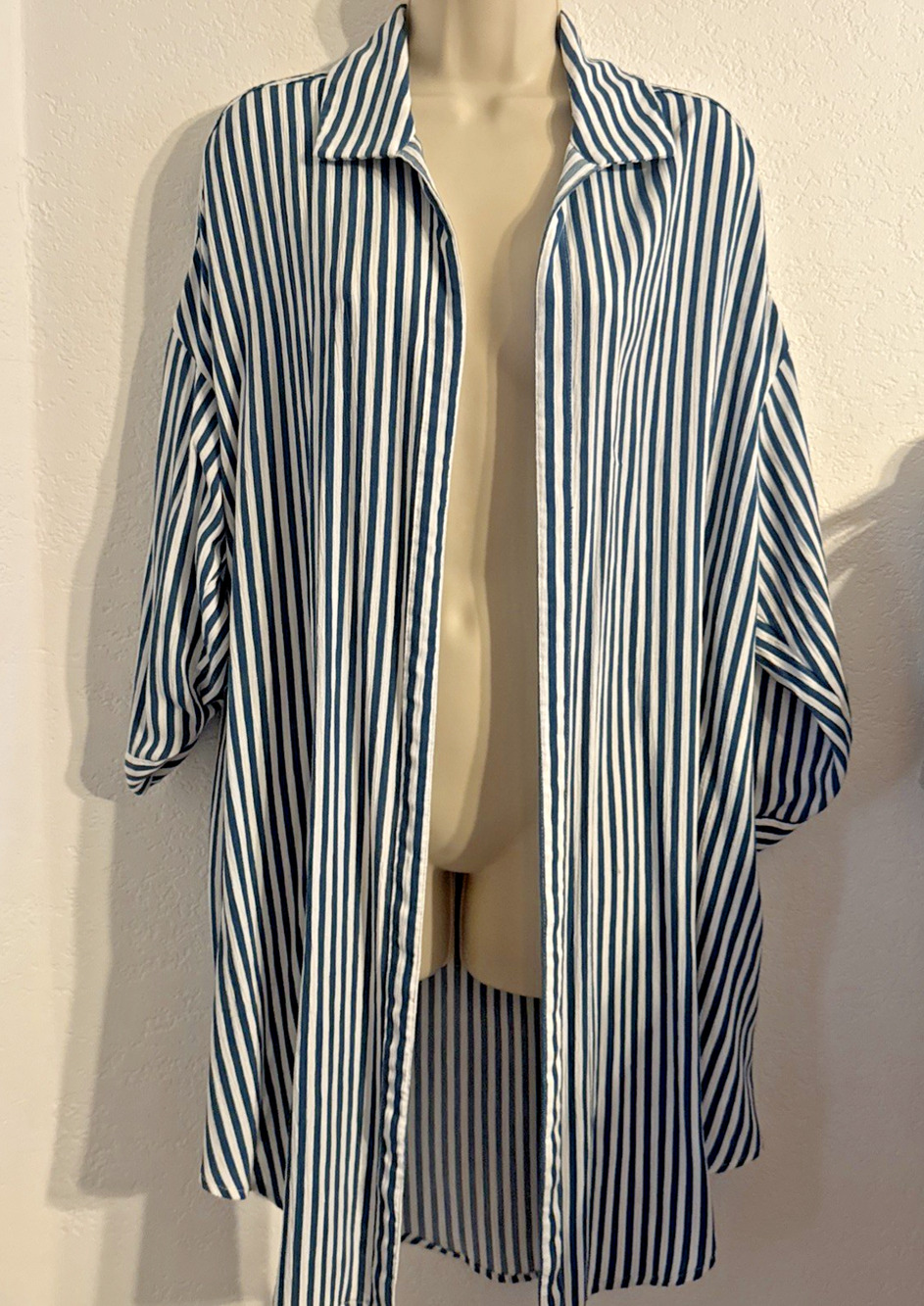 Torrid Striped Tunic Fly Away Cardigan Plus Size 0 Green white verticle stripe